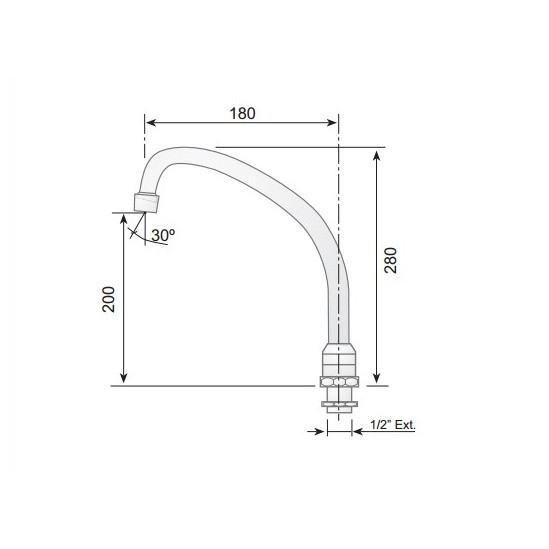 Caño alto para grifo pedal
