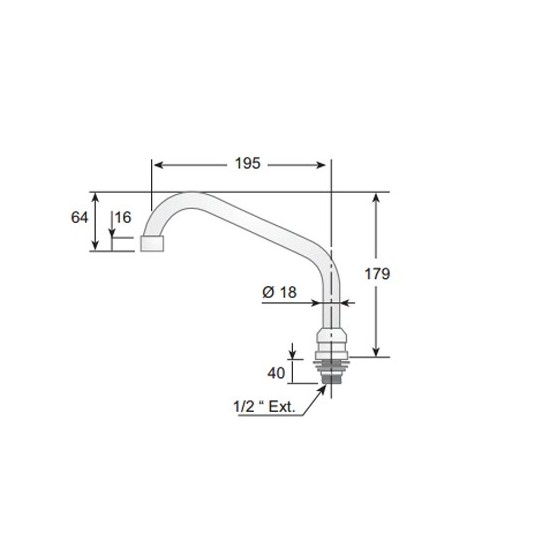 Caño medio para grifo pedal
