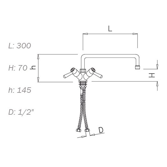 Grifo bajo de dos aguas.