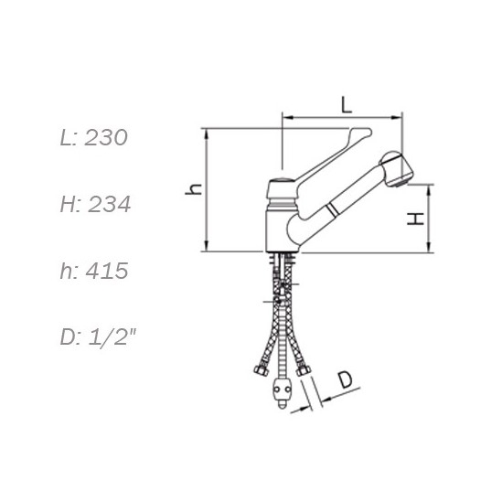 Grifo monomando con caño extensible