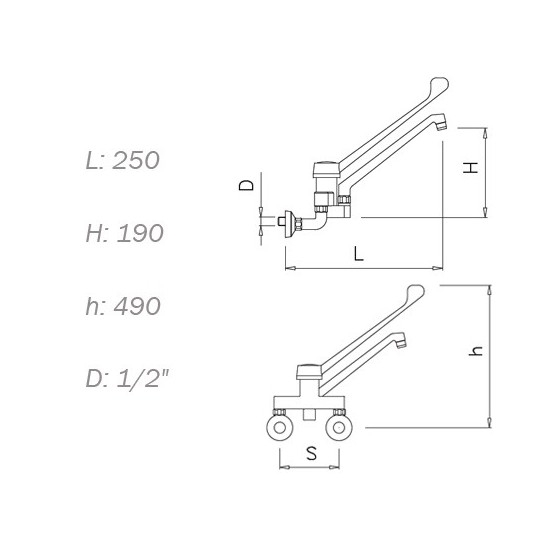 Grifo monomando de codo mural