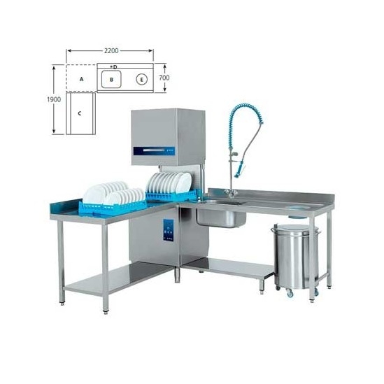 Lavavajillas de Cúpula. Posición en L 2200x1900