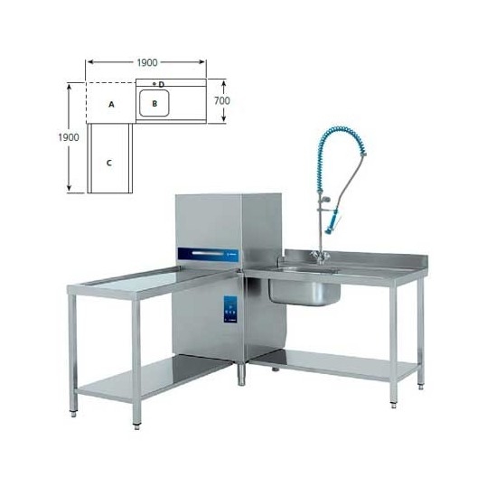 Lavavajillas de Cúpula. Posición en L 1900x1900