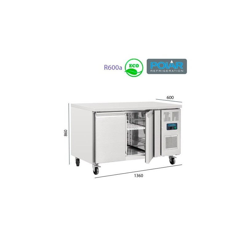 Mesa Refrigerada 2 puertas fondo 60 cms
