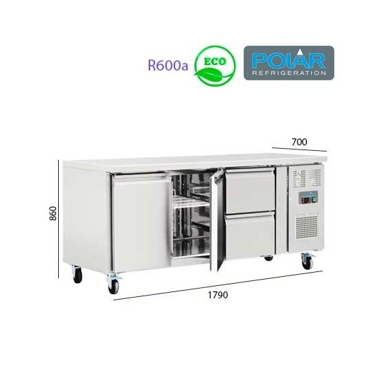 Mesa Refrigerada 2 cajones + 2 puertas