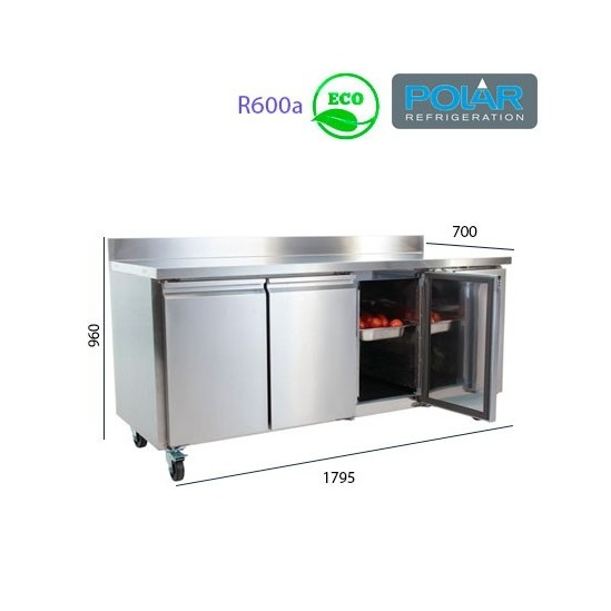Mesa Refrigerada con ruedas 3 puertas