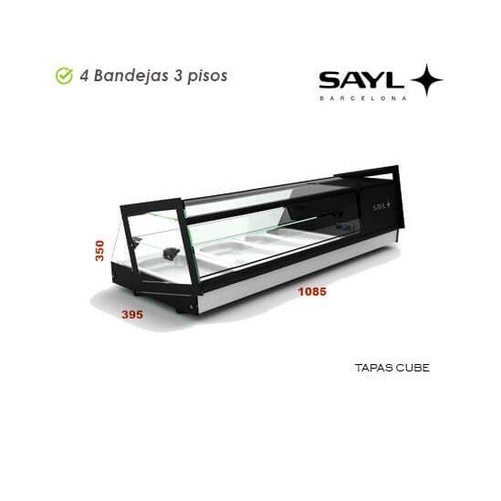 Vitrina tapas refrigerada 3 pisos - 4 bandejas