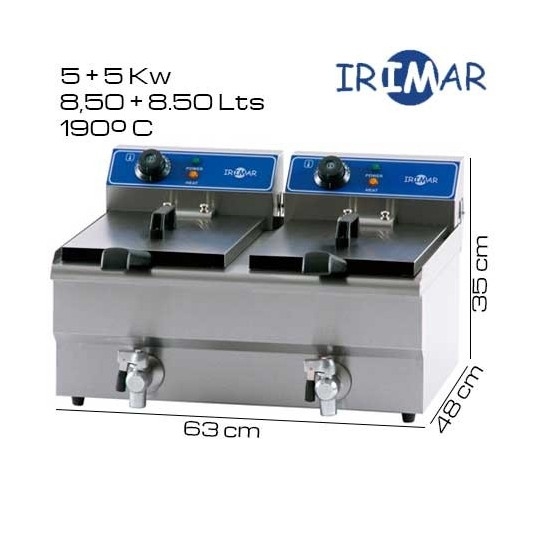 Freidora DOBLE 8,5 + 8,5 litros IRIMAR (Con grifo)