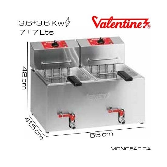 Freidora DOBLE 7+7 litros VALENTINE