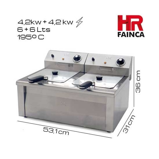 Freidora industrial 6+6 litros HR Alto rendimiento