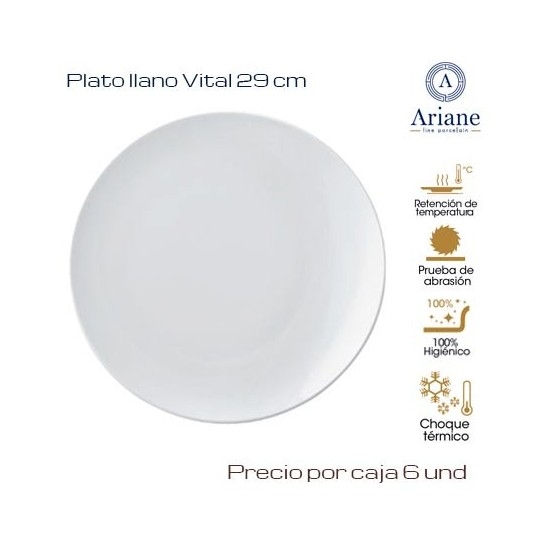 Plato llano Vital 29  (Caja de 6 unds)
