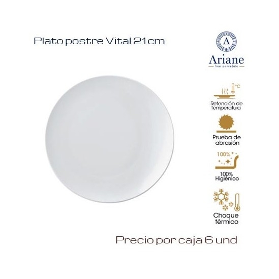 Plato postre Vital 21 (Caja de 6 unds)
