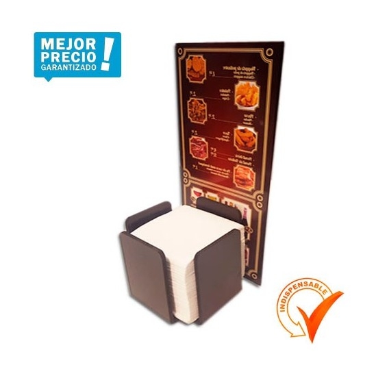 Servilletero negro con porta menú