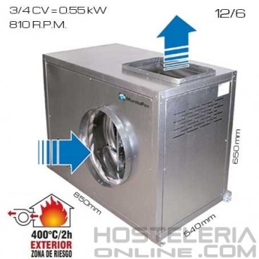 Caja de ventilacion simple oído 400ºC/2h 12/6 [3/4 CV]
