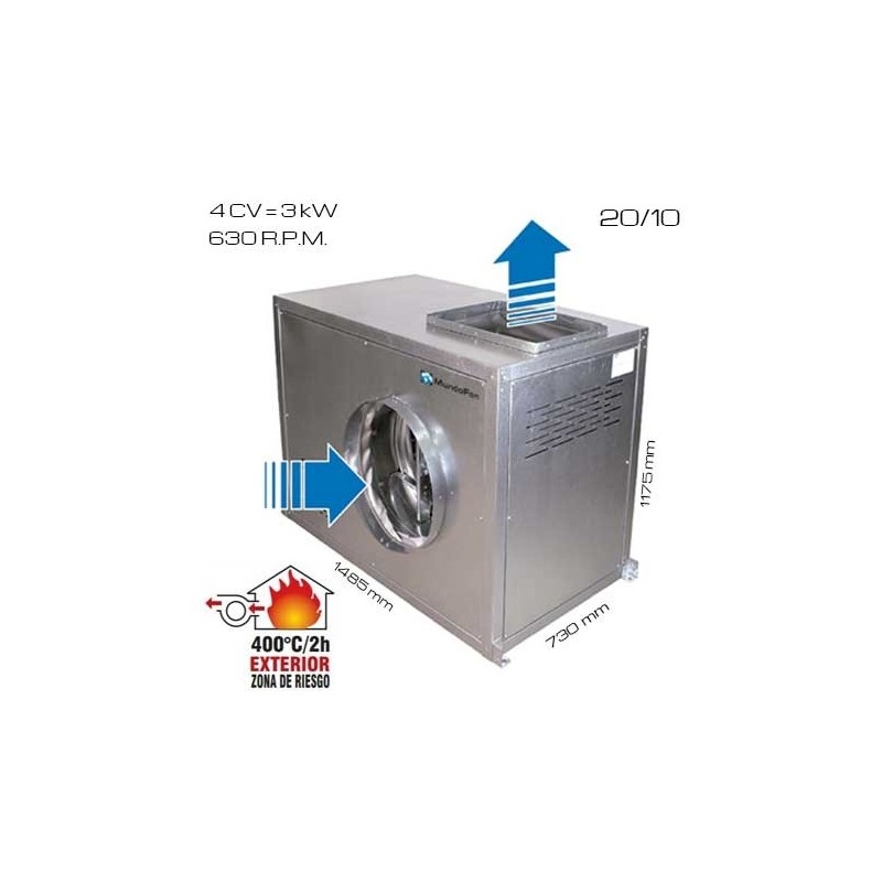 Turbina de extraccion de humos con simple oído 400 gradso 2 horas