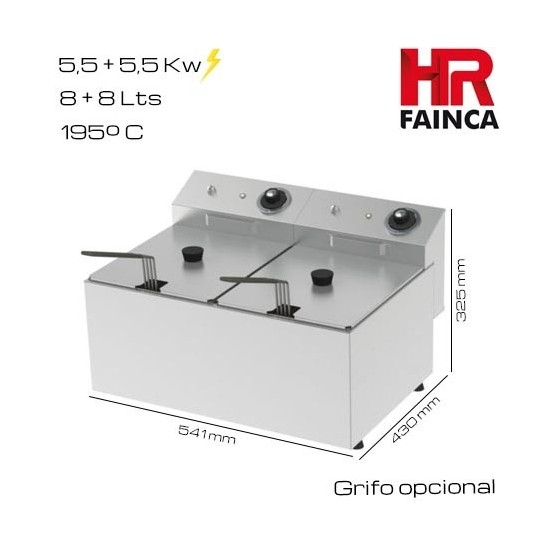 Freidora 8+8 litros HR alto rendimiento (Grifo opcional)