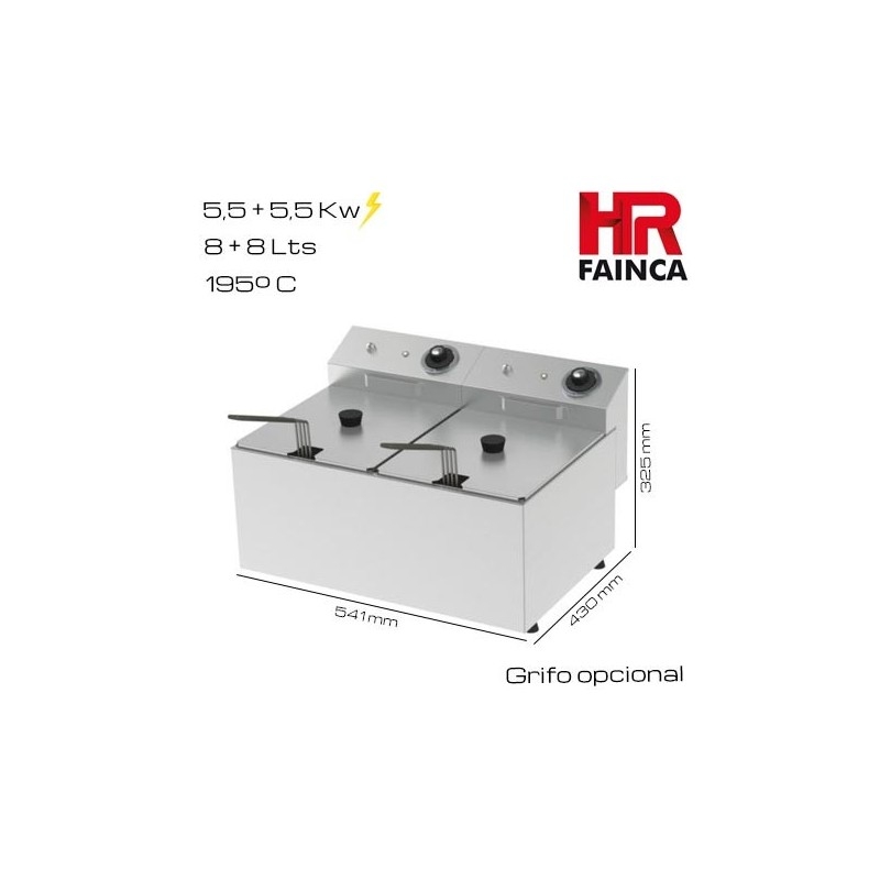 Freidora 8+8 litros HR alto rendimiento (Grifo opcional)