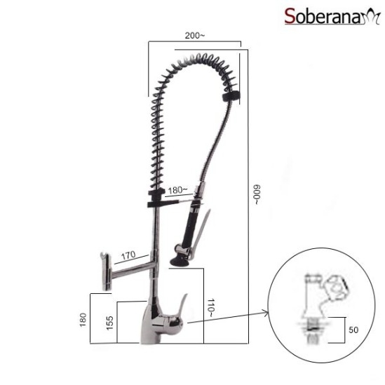 Grifo ducha industrial 1 agua Soberana
