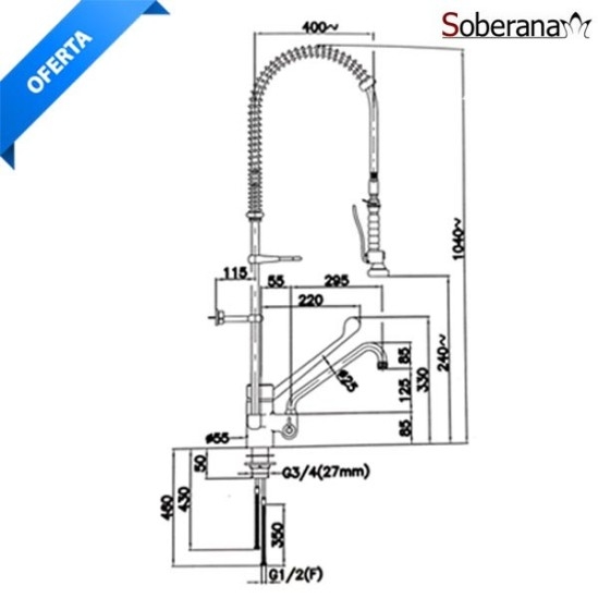 Grifo ducha dos aguas con caño Soberana GK DH