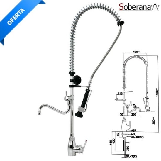 Grifo ducha dos aguas con caño Soberana GK DM