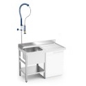 Fregadero inox para lavavajillas escurridor derecha con grifo ducha