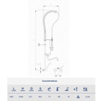 Grifo ducha mural con caño